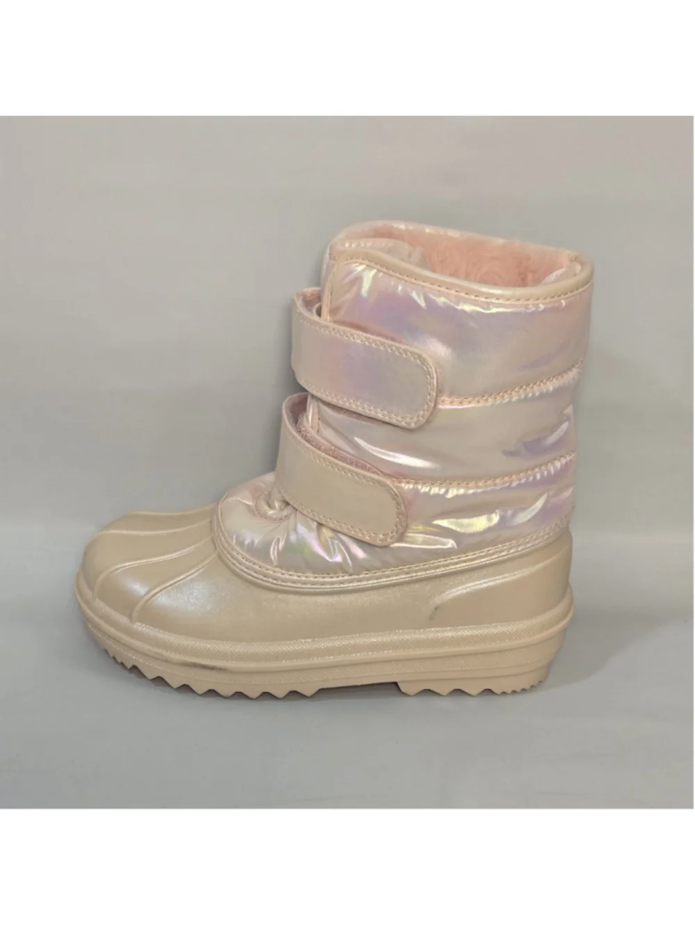 The Children's Place Girls Snow Boots Pink Iridescent Faux Fur Winter Size 12